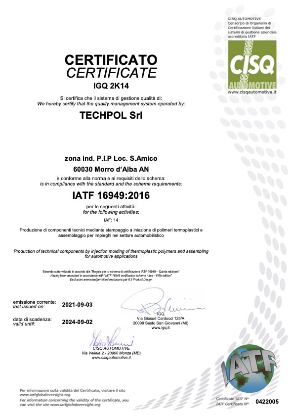 Certificazione IATF 16949:2016